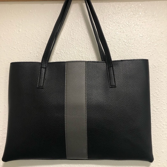 Vince Camuto Handbags - Vince Camuto Black Tote- black with grey stripe 17 X 11.5
